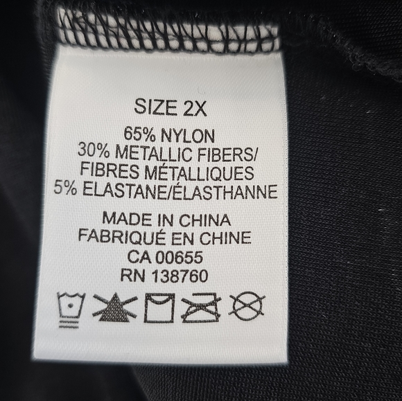 Penningtons BLACK Long-Sleeve Black V-Neck Knit Top Metallic Fibers Size 2X - Picture 6 of 11